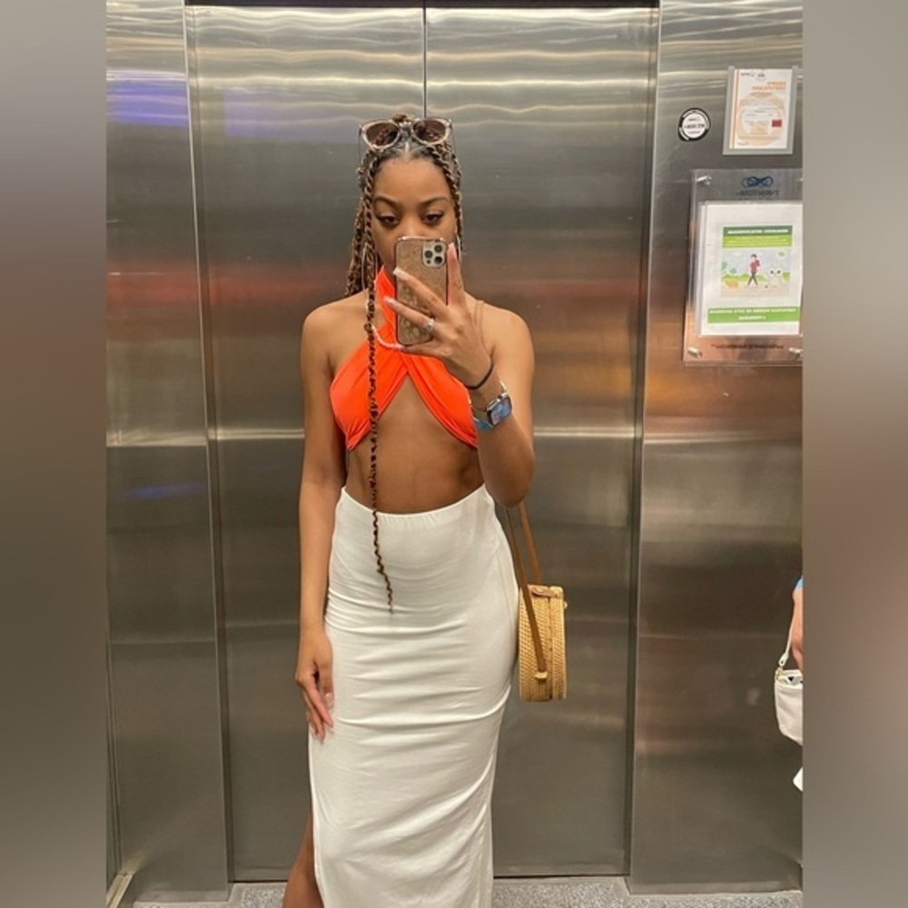 Orange Wrap Top